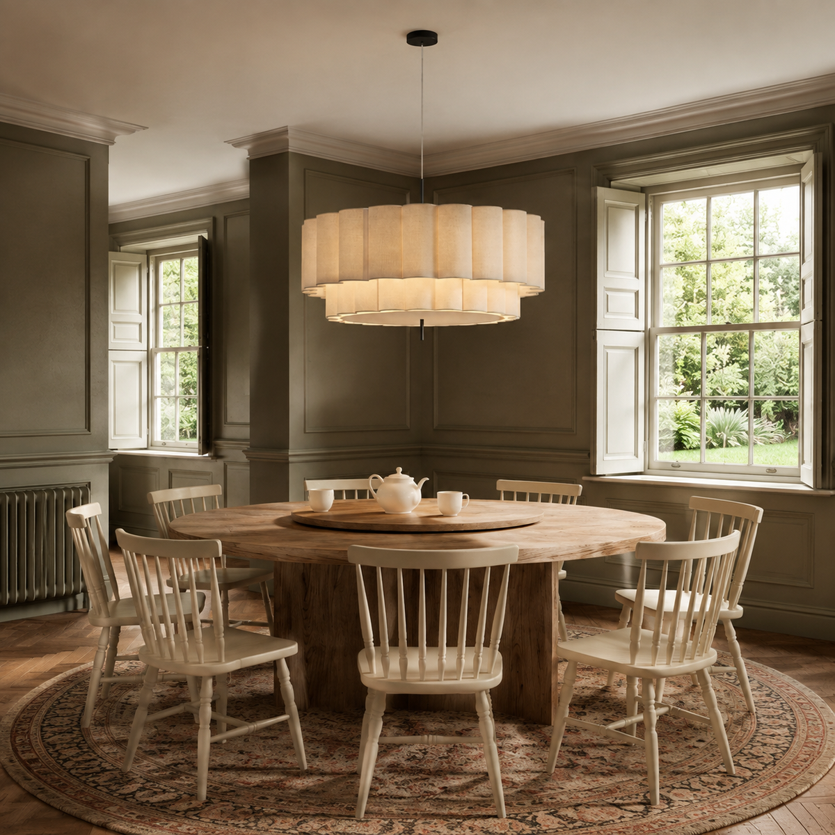Tiered Fabric Pendant Light