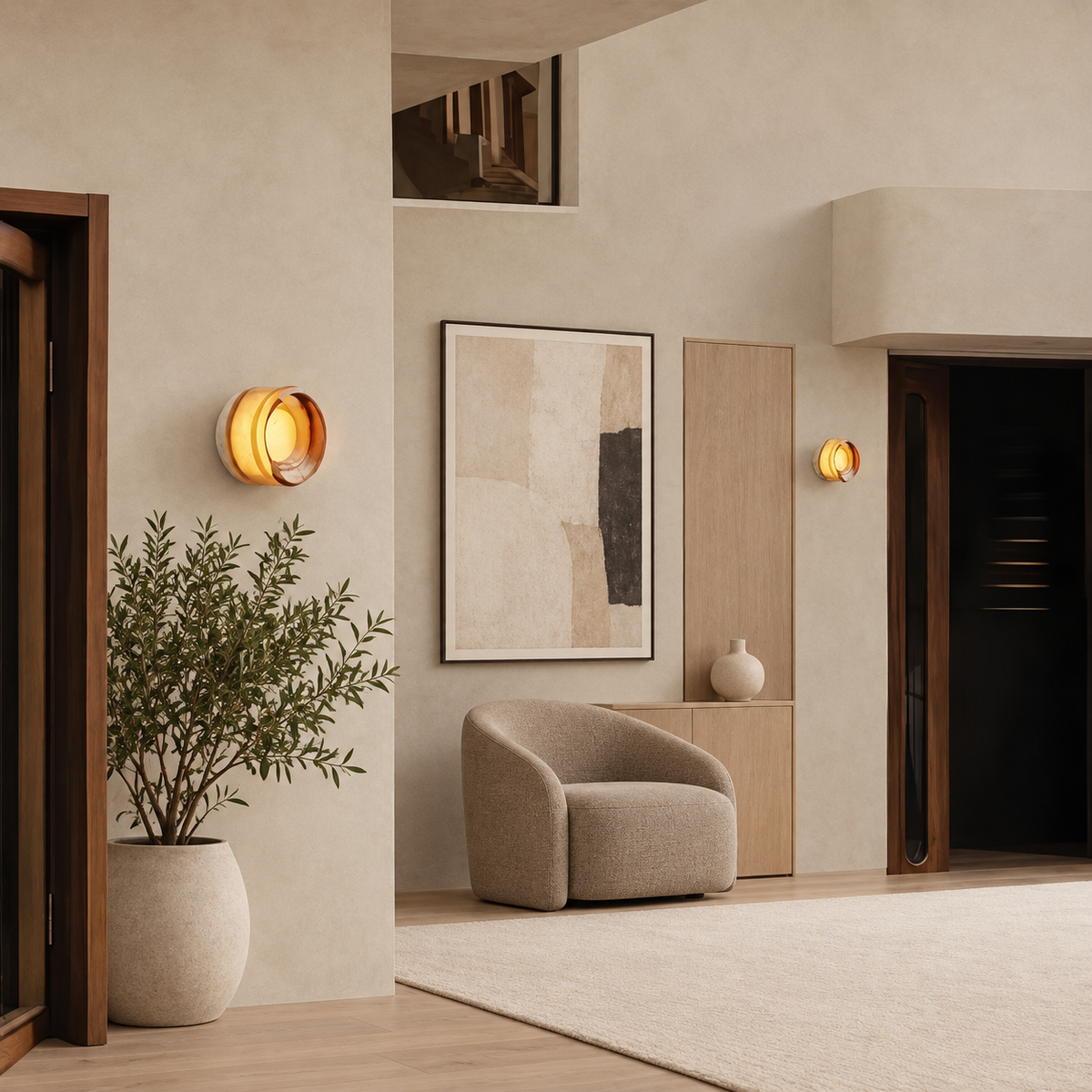 Ribbed Round Flush Wall Sconce